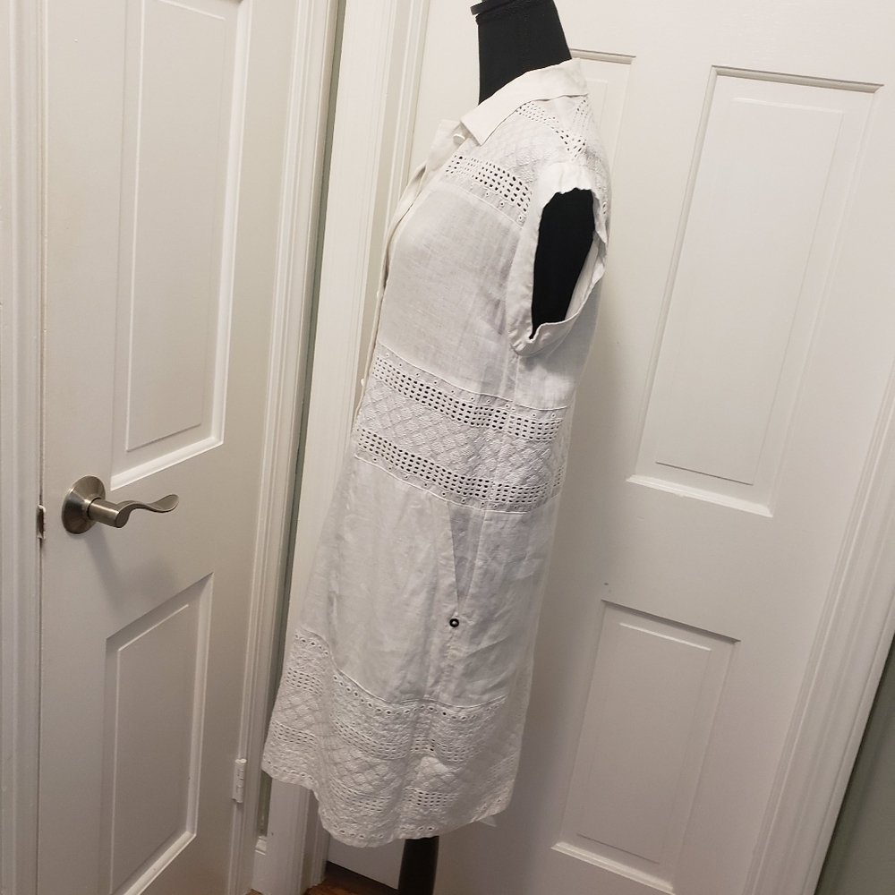 PENNYBLACK White Linen Dress Size 4, Preppy, Casual Embroidery - Picture 3 of 8